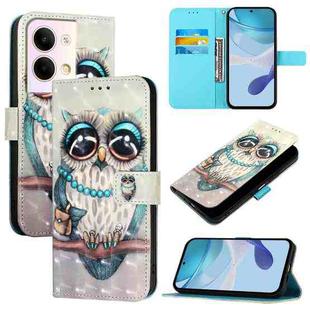 For OPPO Reno9 5G / Reno9 Pro 5G 3D Painting Horizontal Flip Leather Phone Case(Grey Owl)