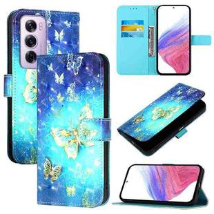 For OPPO Reno12 Pro Global 3D Painting Horizontal Flip Leather Phone Case(Golden Butterfly)