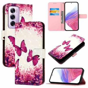 For OPPO Reno12 Pro Global 3D Painting Horizontal Flip Leather Phone Case(Rose Butterfly)