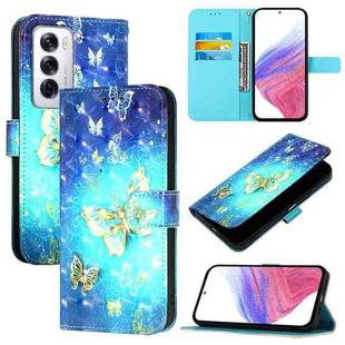 For OPPO Reno12 Global 3D Painting Horizontal Flip Leather Phone Case(Golden Butterfly)