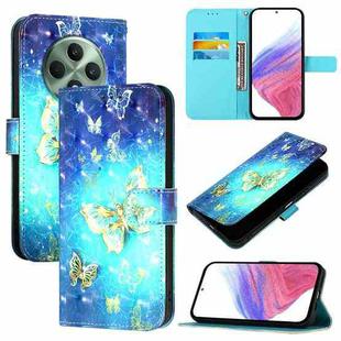 For OPPO Reno12 F Global 3D Painting Horizontal Flip Leather Phone Case(Golden Butterfly)