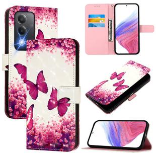 For OPPO A80 5G EU Version / K12x 5G Global 3D Painting Horizontal Flip Leather Phone Case(Rose Butterfly)