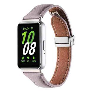 For Samsung Galaxy Fit 3 Litchi Texture Magnetic Buckle Slim Leather Watch Band(Purple)
