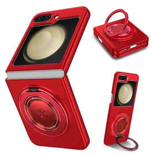 For Samsung Galaxy Z Flip4 5G 360 Degree Rotating Holder MagSafe PC Full Coverage Shockproof Phone Case(Red)