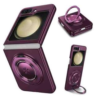 For Samsung Galaxy Z Flip5 5G 360 Degree Rotating Holder MagSafe PC Full Coverage Shockproof Phone Case(Purple)