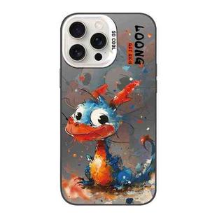 For iPhone 15 Pro Max Splash-ink AI Cute Dragon PC Hybrid TPU Phone Case(Big-eye Dragon)