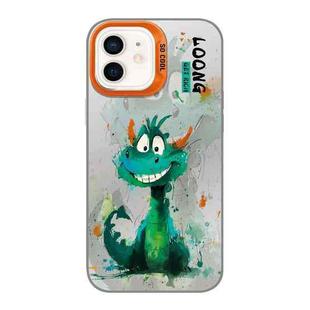 For iPhone 11 Splash-ink AI Cute Dragon PC Hybrid TPU Phone Case(Green Dragon)