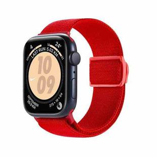 For Apple Watch SE 2023 44mm Carbon Fiber Texture Snap Buckle Nylon Watch Band(Red)