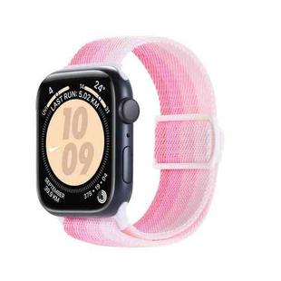 For Apple Watch SE 2023 40mm Carbon Fiber Texture Snap Buckle Nylon Watch Band(Gradient Pink)