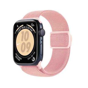 For Apple Watch Series 9 45mm Carbon Fiber Texture Snap Buckle Nylon Watch Band(Pink)