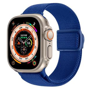 For Apple Watch Ultra 49mm Carbon Fiber Texture Snap Buckle Nylon Watch Band(Blue)