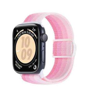 For Apple Watch Series 8 41mm Carbon Fiber Texture Snap Buckle Nylon Watch Band(Gradient Pink)