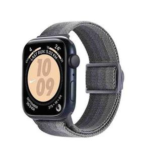 For Apple Watch SE 2022 44mm Carbon Fiber Texture Snap Buckle Nylon Watch Band(Gradient Grey)
