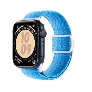 For Apple Watch SE 2022 44mm Carbon Fiber Texture Snap Buckle Nylon Watch Band(Gradient Blue)