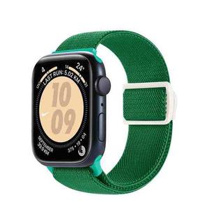 For Apple Watch Series 7 41mm Carbon Fiber Texture Snap Buckle Nylon Watch Band(Green)