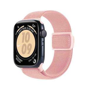 For Apple Watch Series 7 45mm Carbon Fiber Texture Snap Buckle Nylon Watch Band(Pink)