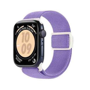 For Apple Watch Series 7 45mm Carbon Fiber Texture Snap Buckle Nylon Watch Band(Purple)