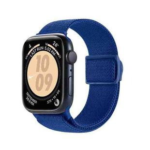 For Apple Watch Series 6 44mm Carbon Fiber Texture Snap Buckle Nylon Watch Band(Blue)