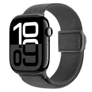 For Apple Watch Series 10 46mm Carbon Fiber Texture Snap Buckle Nylon Watch Band(Grey)