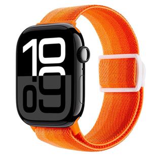 For Apple Watch Series 10 46mm Carbon Fiber Texture Snap Buckle Nylon Watch Band(Gradient Orange)