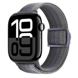 For Apple Watch Series 10 46mm Carbon Fiber Texture Snap Buckle Nylon Watch Band(Gradient Grey)