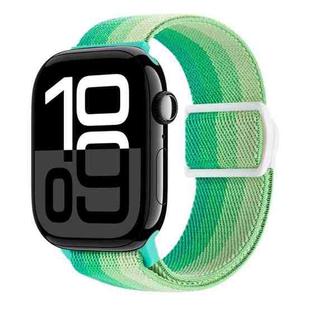 For Apple Watch Series 10 42mm Carbon Fiber Texture Snap Buckle Nylon Watch Band(Gradient Green)