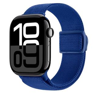 For Apple Watch Series 10 42mm Carbon Fiber Texture Snap Buckle Nylon Watch Band(Blue)