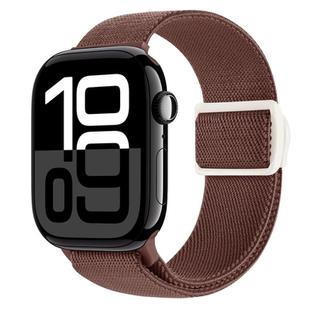 For Apple Watch Series 10 42mm Carbon Fiber Texture Snap Buckle Nylon Watch Band(Smoke Purple)