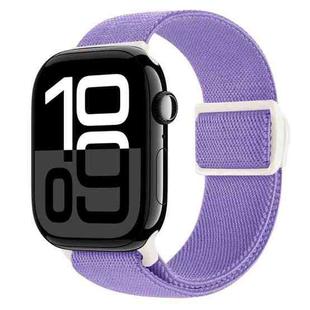 For Apple Watch Series 10 42mm Carbon Fiber Texture Snap Buckle Nylon Watch Band(Purple)