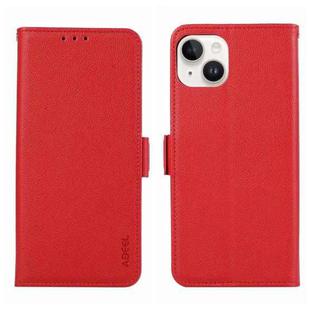 For iPhone 15 ABEEL Side-Magnetic Litchi Pattern Leather RFID Phone Case(Red)
