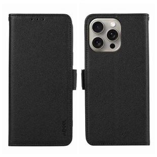 For iPhone 12 Pro ABEEL Side-Magnetic Litchi Pattern Leather RFID Phone Case(Black)