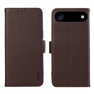 For iPhone 17 Air ABEEL Side-Magnetic Litchi Pattern Leather RFID Phone Case(Brown)