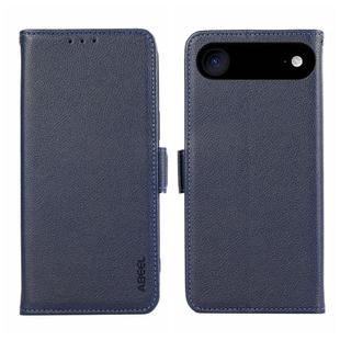 For iPhone 17 Air ABEEL Side-Magnetic Litchi Pattern Leather RFID Phone Case(Blue)