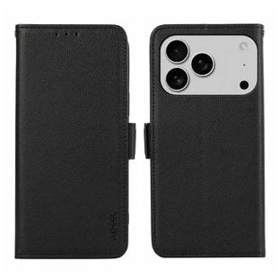 For iPhone 17 Pro Max ABEEL Side-Magnetic Litchi Pattern Leather RFID Phone Case(Black)