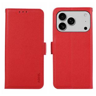For iPhone 17 Pro Max ABEEL Side-Magnetic Litchi Pattern Leather RFID Phone Case(Red)