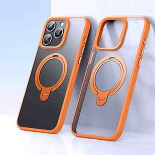 For iPhone 15 Pro Max Double Ring MagSafe Magnetic Holder Phone Case(Matte Orange)