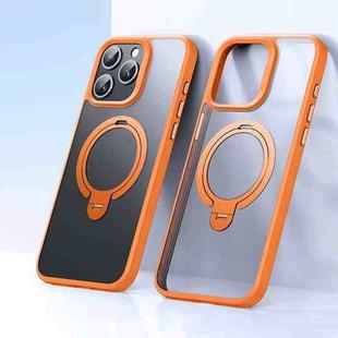 For iPhone 14 Pro Max Double Ring MagSafe Magnetic Holder Phone Case(Matte Orange)