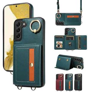 For Samsung Galaxy S22+ 5G Crossbodys Wallet Bag Ring Holder Leather Phone Case(Green)
