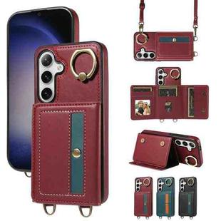 For Samsung Galaxy S23 FE 5G Crossbodys Wallet Bag Ring Holder Leather Phone Case(Red)