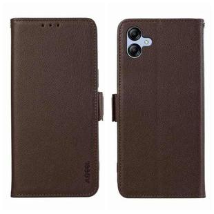 For Samsung Galaxy A04 ABEEL Side-Magnetic Litchi Pattern Leather RFID Phone Case(Brown)