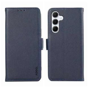 For Samsung Galaxy A14 4G/5G ABEEL Side-Magnetic Litchi Pattern Leather RFID Phone Case(Blue)