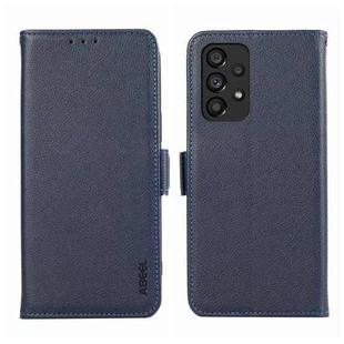 For Samsung Galaxy A23 4G/5G ABEEL Side-Magnetic Litchi Pattern Leather RFID Phone Case(Blue)