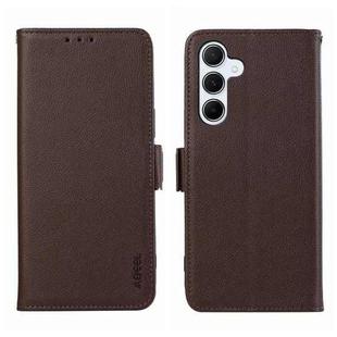 For Samsung Galaxy A24 4G ABEEL Side-Magnetic Litchi Pattern Leather RFID Phone Case(Brown)