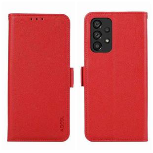 For Samsung Galaxy A52 4G/5G ABEEL Side-Magnetic Litchi Pattern Leather RFID Phone Case(Red)
