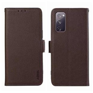 For Samsung Galaxy S20 FE ABEEL Side-Magnetic Litchi Pattern Leather RFID Phone Case(Brown)