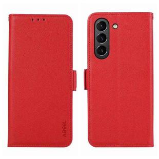 For Samsung Galaxy S21 FE 5G ABEEL Side-Magnetic Litchi Pattern Leather RFID Phone Case(Red)