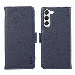 For Samsung Galaxy S21+ 5G ABEEL Side-Magnetic Litchi Pattern Leather RFID Phone Case(Blue)