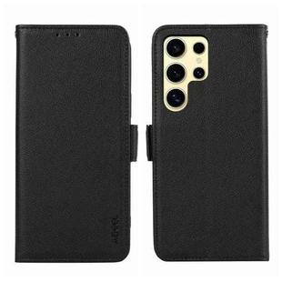 For Samsung Galaxy S21 Ultra 5G ABEEL Side-Magnetic Litchi Pattern Leather RFID Phone Case(Black)