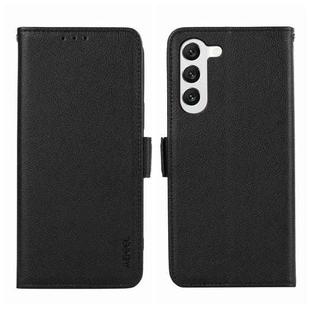 For Samsung Galaxy S22+ 5G ABEEL Side-Magnetic Litchi Pattern Leather RFID Phone Case(Black)