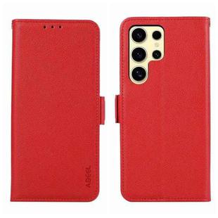 For Samsung Galaxy S22 Ultra 5G ABEEL Side-Magnetic Litchi Pattern Leather RFID Phone Case(Red)